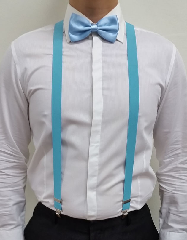 Light blue suspenders sales and bow tie
